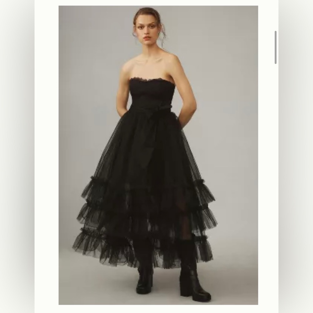 TWO dresses in ONE!Anthropologie Pilcro Strapless Tulle lace midi dress